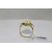 18 Kt Yellow Gold Ring with Real Green Emerald Gemstone Pearls US Ring Size 10